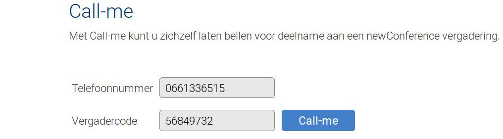 Laat u bellen door newConference met Call-me